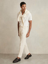 Men Cotton-Blend Tapered Trousers in Stone