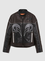 Men McLaren F1 Team Leather Biker Jacket in Black