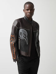 Men McLaren F1 Team Leather Biker Jacket in Black