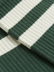 Men Cotton-Blend Double-Stripe Socks in Pine Green/Ecru