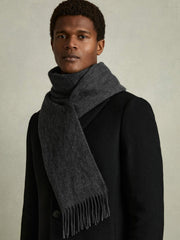 Men Wool and Cashmere Scarf in Charcoal