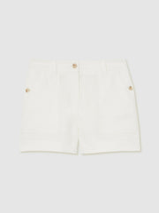 Women Linen Shorts in White