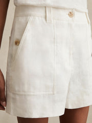 Women Linen Shorts in White