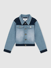 Children & Baby 4-9 yrs Patchwork Two-Tone Denim Jacket in Blue