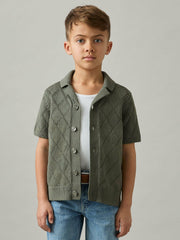Children & Baby 9-13 yrs Cotton Blend Diamond Knit Shirt in Dark Sage