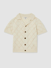 Children & Baby 9-13 yrs Cotton Blend Diamond Knit Shirt in Off White