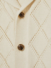 Children & Baby 9-13 yrs Cotton Blend Diamond Knit Shirt in Off White