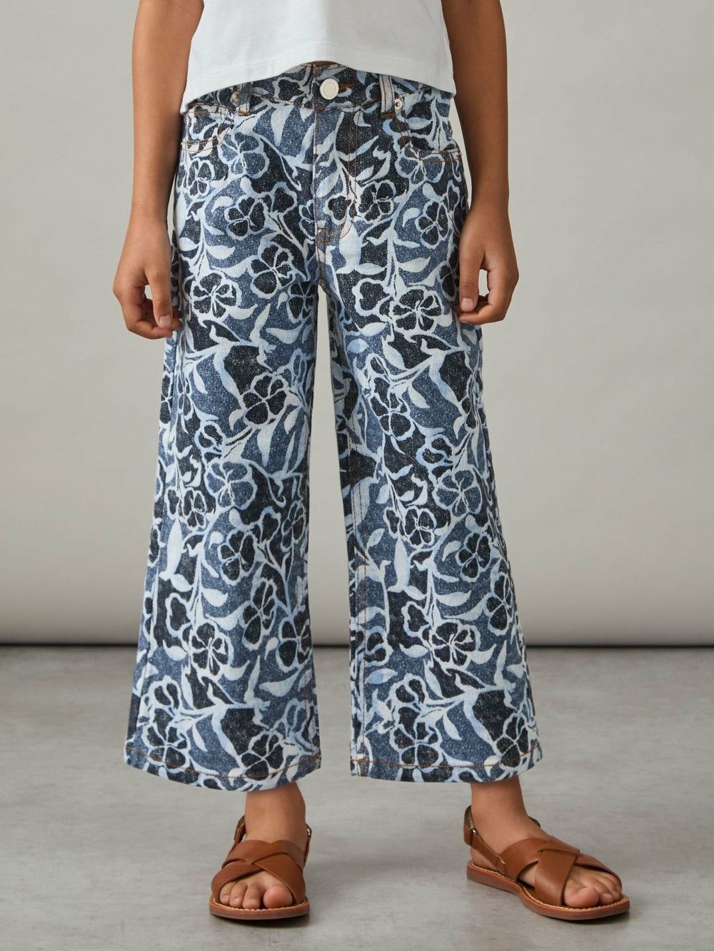 Children & Baby 9-13 yrs Floral-Print Straight-Leg Jeans in Blue