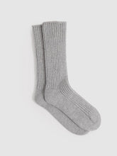 Women Rib-Knit Socks With Cashmere in Grey