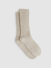 Women Rib-Knit Socks With Cashmere in Oatmeal