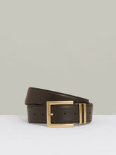 Women Leather Square Buckle Belt in Chocolate