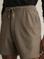 Men Textured Drawstring Shorts in Mocha Brown