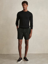 Men Textured Drawstring Shorts in Dark Green