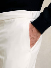 Men Slim-Fit Internal-Drawstring Trousers in White