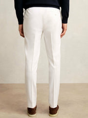 Men Slim-Fit Internal-Drawstring Trousers in White