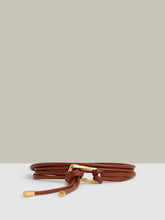 Women Sculpted Buckle Tubular Tie Belt in Tan