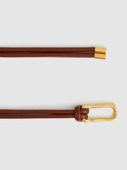 Women Sculpted Buckle Tubular Tie Belt in Tan