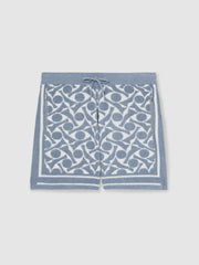 Men Abstract-Pattern Towelling Shorts in Soft Blue/White