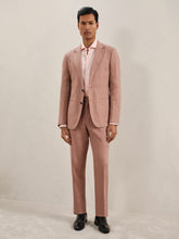 Men Single-Breasted Linen Suit Blazer Slim Fit in Rose Pink