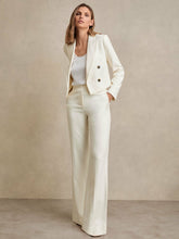 Women Wide Leg Tailored Trousers in Cream