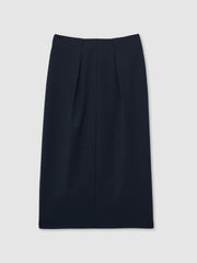 Women Tailored Midi Suit Skirt in Navy