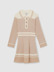 Children & Baby 4-9 yrs Rib-Knit Pointelle Flared Dress in Pale Pink