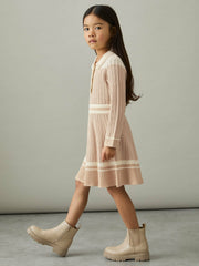 Children & Baby 9-13 yrs Rib-Knit Pointelle Flared Dress in Pale Pink