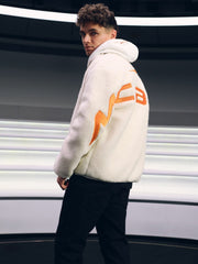 Men McLaren F1 Team Embroidered Fleece Jacket Unisex Fit in Off White