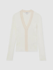 Women Craft-Stitch Rib-Knit Top in Ivory