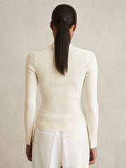Women Craft-Stitch Rib-Knit Top in Ivory