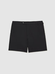 Men Side-Adjuster Swim Shorts in Black