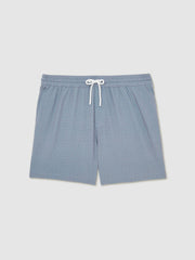 Men Drawstring Geometric Print Swim Shorts in Airforce Blue
