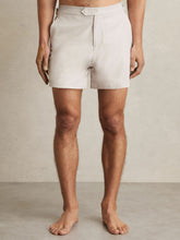 Men Side-Adjuster Swim Shorts in Off White