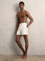 Men Side-Adjuster Swim Shorts in Off White