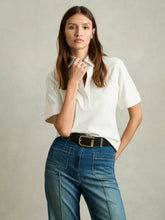 Women Open-Collar Polo Shirt in Cream