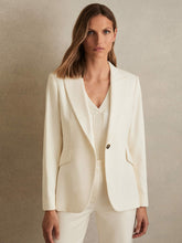 Women Single-Breasted Peak-Lapel Tailored Blazer in Cream
