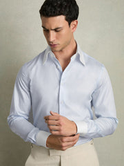 Men Regular-Fit Cotton Pin-Collar Shirt in Contrast S Blue