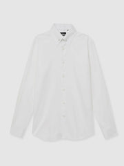 Men Regular-Fit Cotton Pin-Collar Shirt in White