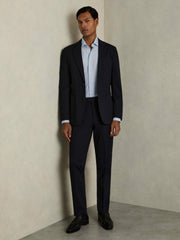 Men Cotton-Blend Cutaway-Collar Striped Shirt in Blue Stripe