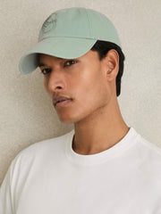 Men Cotton Logo-Embroidered Baseball Cap in Washed Green