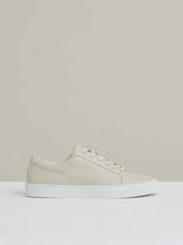 Men Tumbled-Leather Low-Top Trainers in Off White