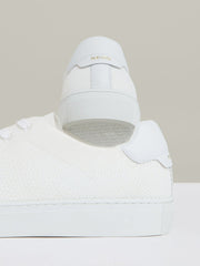 Men Knitted Low-Top Trainers in White