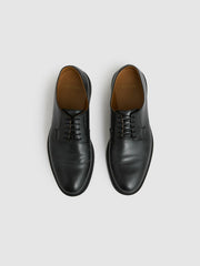 Men Leather Lace-Up Derby Shoes in Black