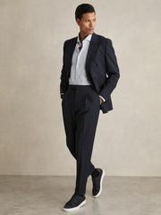 Men Knitted Low-Top Trainers in Navy