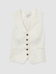 Women Single Breasted Tailored Waistcoat in Cream