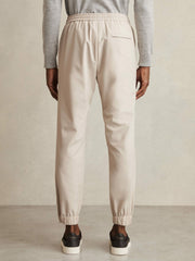 Men Drawstring Technical Cuffed Trousers in Stone
