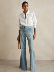 Women Linen Button-Through Shirt in White
