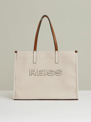 Women Canvas Logo Tote Bag in Natural