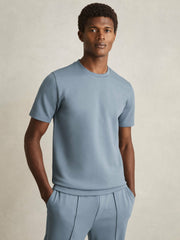 Men Interlock Jersey Crew Neck T-Shirt in Airforce Blue