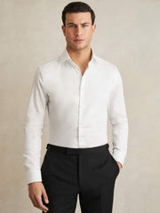 Men Regular Fit Cotton Sateen Shirt in White